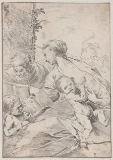 The Holy Family with the infant Saint John holding an apple, ca. 1630. Creator: Pietro Testa