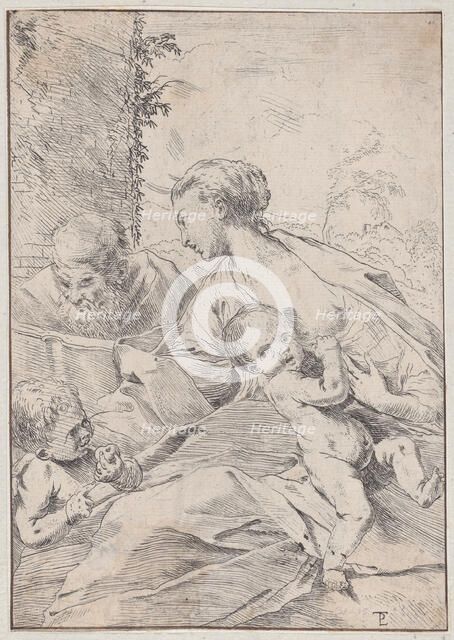 The Holy Family with the infant Saint John holding an apple, ca. 1630. Creator: Pietro Testa.