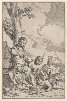 The Holy Family with the infant Saint John kissing Christ's feet, 1640-60. Creator: Giulio Carpioni
