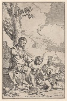 The Holy Family with the infant Saint John kissing Christ's feet, 1640-60. Creator: Giulio Carpioni