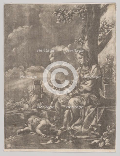 The Holy Family with the infant Saint John kissing Christ's feet, 1640-60. Creator: Anon.