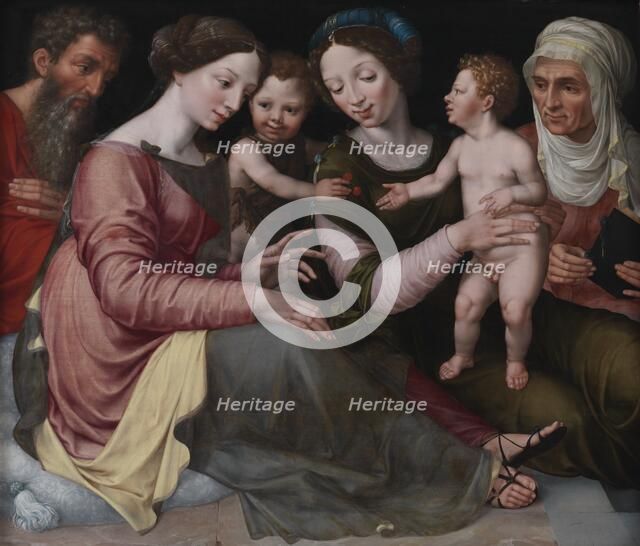 The Holy Family with the Infant St John, St Elizabeth and St Anna, 1538-1544. Creators: Vincent Sellaer, Frans Floris.