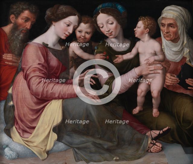 The Holy Family with the Infant St John, St Elizabeth and St Anna, 1538-1544. Creators: Vincent Sellaer, Frans Floris.