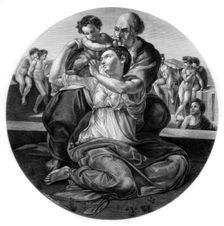 The Holy Family with the infant St John the Baptist (the Doni Tondo), c1506 (1870).Artist: L Dumont
