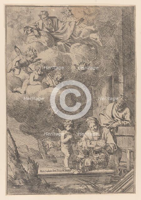 The Holy Family with the Virgin holding Christ over the cradle, 1640-60., 1640-60. Creator: Giulio Carpioni.