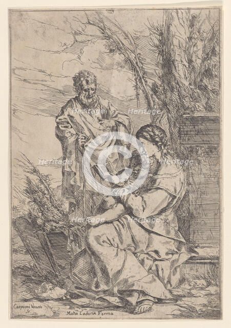 The Holy Family with the Virgin reading a book, 1640-60. Creator: Giulio Carpioni.