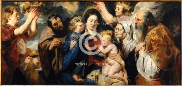 The Holy Family with the young John the Baptist and angels, c. 1616-1617. Creator: Jordaens, Jacob (1593-1678).