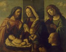 The Holy Family with the Young St. John the Baptist, St. John the Evangelist, and a Donor, c1510. Creator: Luca Antonio Buscatti