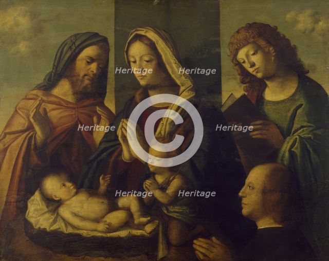 The Holy Family with the Young St. John the Baptist, St. John the Evangelist, and a Donor, c1510. Creator: Luca Antonio Buscatti.
