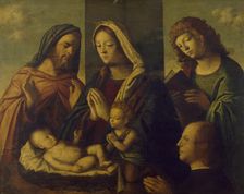 The Holy Family with the Young St. John the Baptist, St. John the Evangelist, and a Donor, c1510. Creator: Luca Antonio Buscatti