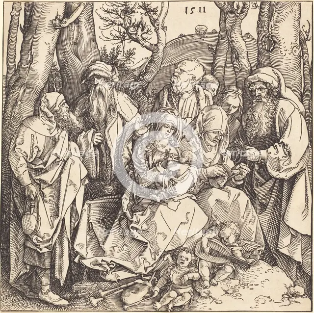 The Holy Family with Two Music-Making Angels, 1511. Creator: Albrecht Durer.