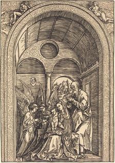The Holy Family with Two Angels in a Vaulted Hall, c. 1504. Creator: Albrecht Durer
