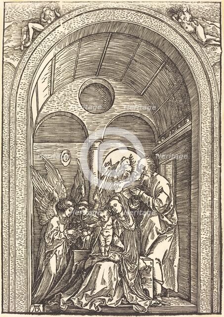 The Holy Family with Two Angels in a Vaulted Hall, c. 1504. Creator: Albrecht Durer.