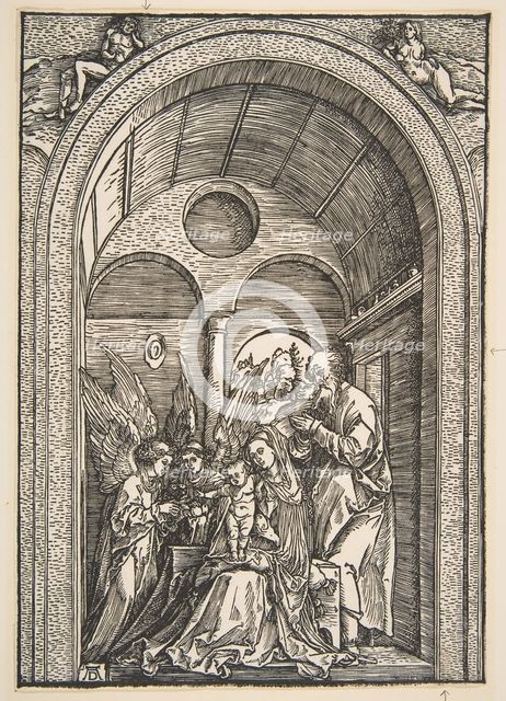 The Holy Family with Two Angels in a Vaulted Hall, ca. 1503. Creator: Albrecht Durer.