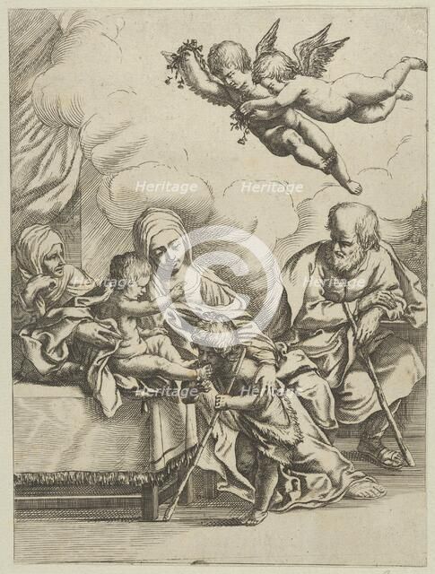 The Holy Family with young John the Baptist and Saint Elizabeth, two angels above..., ca. 1590-1610. Creator: Anon.