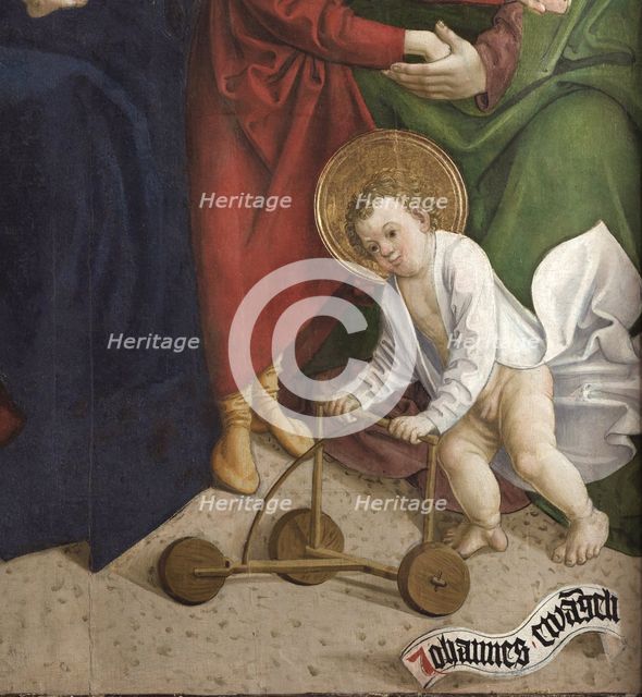 The Holy Kinship. Detail: The infant John the Baptist with a baby walker, 1510.