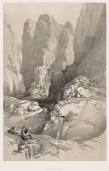 The Holy Land, Syria, Idumea, Arabia, Egypt & Nubia (Vol. III): Entrance to Petra, 1842. Creator: Louis Haghe (British, 1806-1885); F.G. Moon