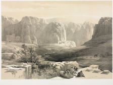 The Holy Land, Syria, Idumea, Arabia, Egypt & Nubia (Vol. III): Petra, Looking South, 1842. Creator: Louis Haghe (British, 1806-1885); F.G. Moon