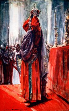 The Holy Roman Emperor Frederick II crowns himself King of Jerusalem, 1229 (1913). Artist: Arthur C Michael