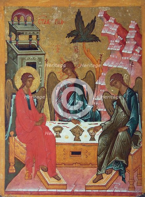 The Holy Trinity, 15th century. Artist: Russian icon  