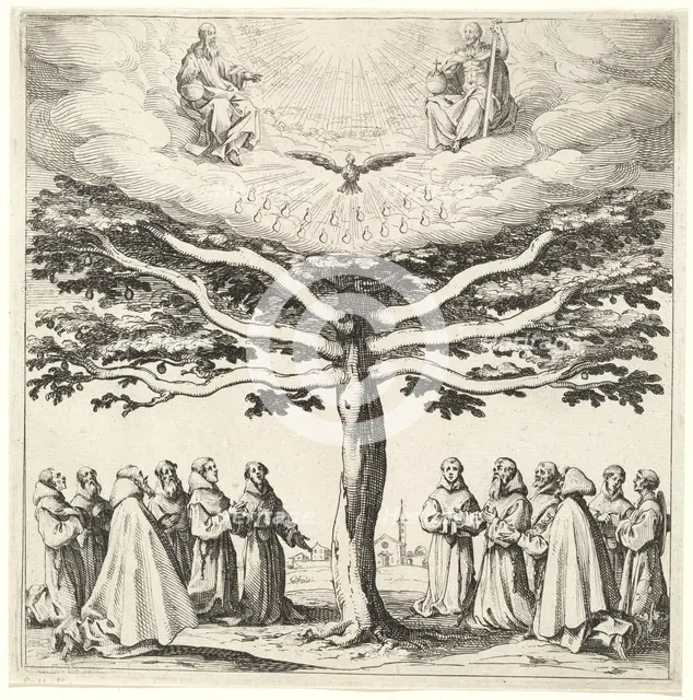 The Holy Trinity in the Tree of Life, Adored by Franciscans, in or after 1621. Creator: Jacques Callot.