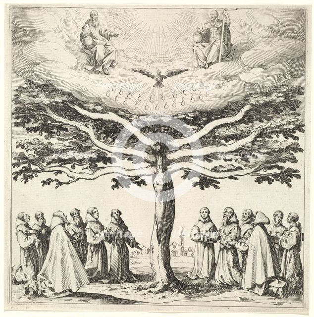 The Holy Trinity in the Tree of Life, Adored by Franciscans, in or after 1621. Creator: Jacques Callot.