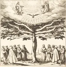 The Holy Trinity in the Tree of Life, Adored by Franciscans, in or after 1621. Creator: Jacques Callot