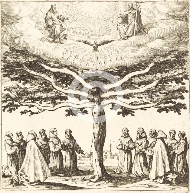 The Holy Trinity in the Tree of Life, Adored by Franciscans, in or after 1621. Creator: Jacques Callot.