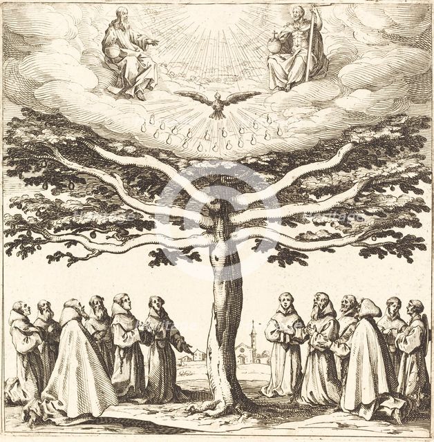 The Holy Trinity in the Tree of Life, Adored by Franciscans, in or after 1621. Creator: Jacques Callot.