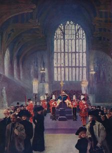 The homage of his people: King Edward's lying in state, Westminster Hall, May 16-19, 1910 (1911). Creator: Edward Frederick Skinner