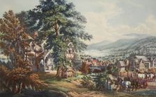 The Home of Evangeline, In the Acadian Land , pub. 1864, Currier & Ives (Colour Lithograph)