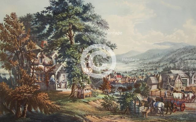 The Home of Evangeline, 'In the Acadian Land' , pub. 1864, Currier & Ives (Colour Lithograph)