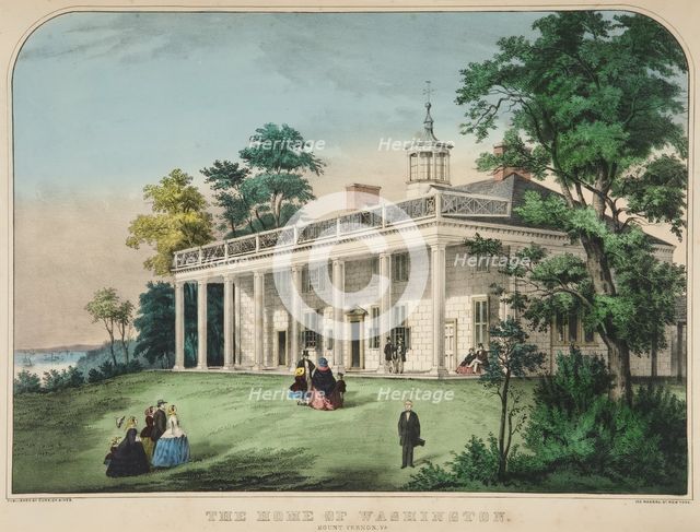 The Home of Washington, Mount Vernon, Va., pub. c1857 (colour lithograph). Creator: American School (19th Century).