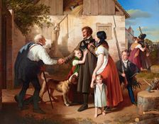 The homecoming of the military man, 1820. Creator: Peter Fendi
