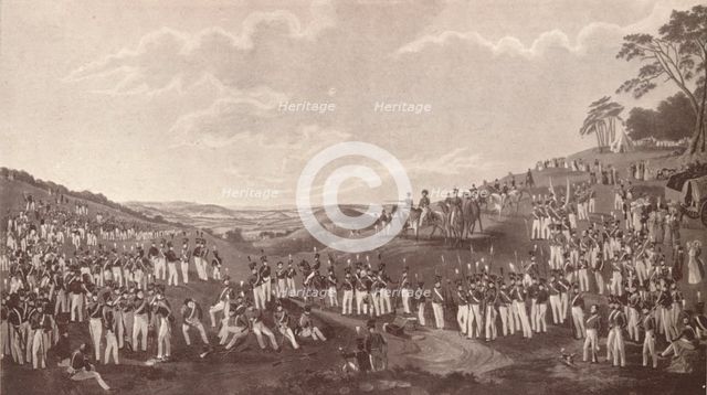 'The Hon. Artillery Company Assembled for Ball Practice at Child's Hill', c1820-1870, (1909). Artist: Robert Havell.