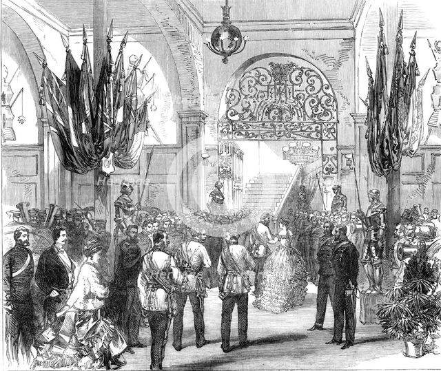 The Hon. Artillery Company's Ball: arrival of the Prince and Princess of Wales, 1870. Creator: Unknown.