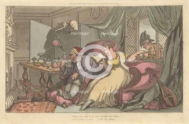 The Honey Moon (The English Dance of Death, plate 13), August 1, 1814. Creator: Thomas Rowlandson.