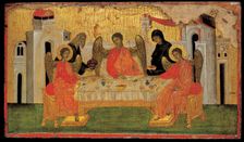 The Hospitality of Abraham (Old Testament Trinity), ca 1380. Artist: Byzantine icon