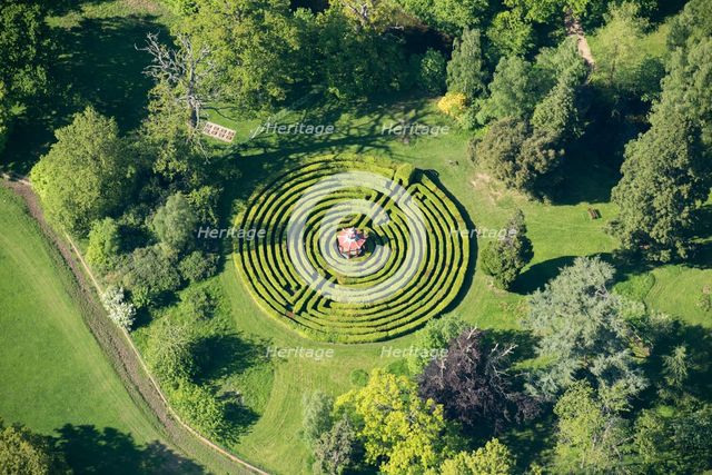 The Hornbeam Maze and Chinese Pavilion at Woburn Abbey, Woburn, Bedfordshire, 2018. Creator: Historic England.