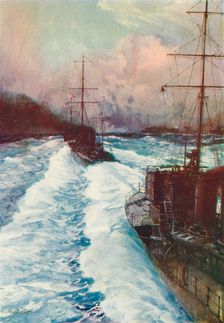 The Hornets of the Seas. Destroyers at Speed c1917 (1919). Artist: Charles Dixon