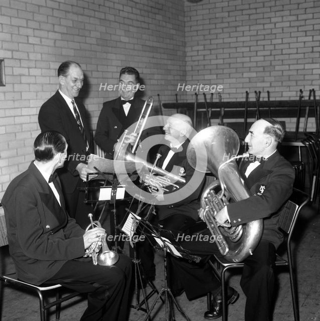 The Horden Colliery Band during practice, 1963.  Creator: Michael Walters.