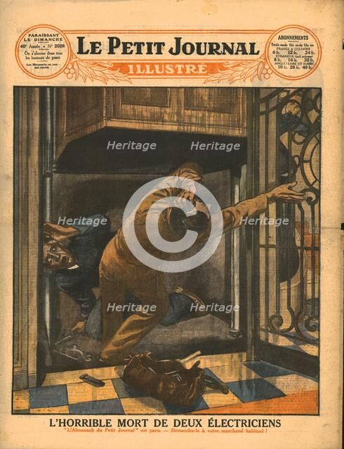 The horrible death of two electrians, 1929. Creator: Unknown.