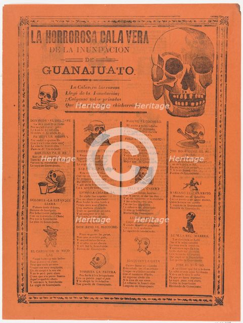 The horrific skeleton of the flood of Guanajuato, 1905., 1905. Creator: José Guadalupe Posada.