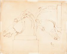 The Horse of Selene from the Elgin Marbles [recto], after 1807. Creator: William Etty