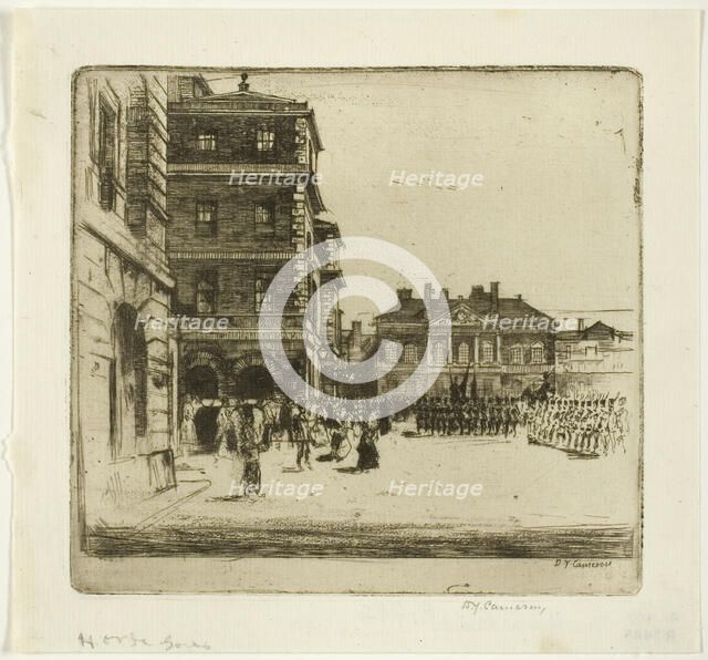 The Horse Guards, plate four from the London Set, 1899. Creator: David Young Cameron.