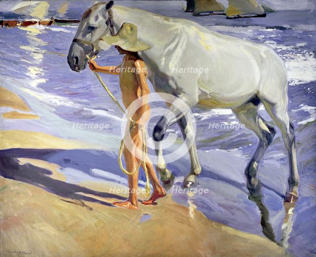  'The Horse's Bath', oil, 1909 by Joaquin Sorolla.