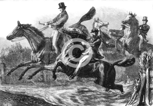 The Horse Show at the Agricultural Hall: the fence and water jumping, 1869. Creator: Unknown.