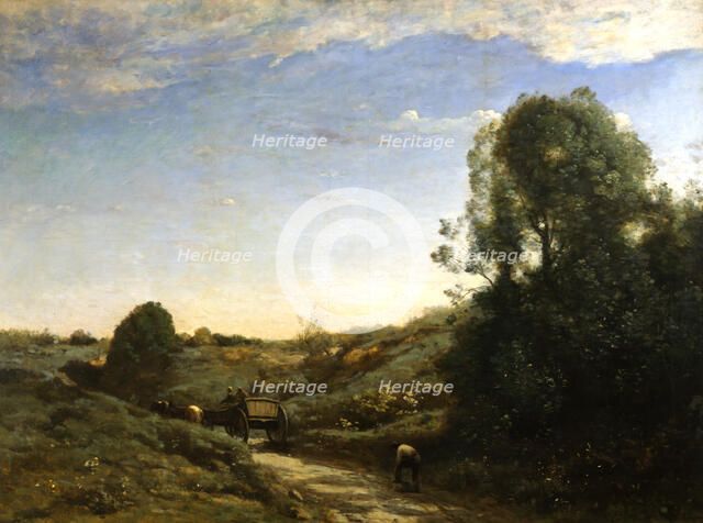 'The Horsecart, Memory of Marcoussis near Montlhery', 1855.  Artist: Jean-Baptiste-Camille Corot    