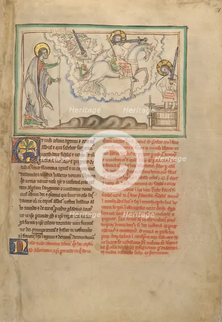 The Horseman \Faithful and True\ and the Army of Heaven on White Horses..., about 1255-1260. Creator: Unknown.
