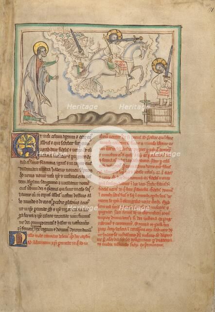 The Horseman \Faithful and True\ and the Army of Heaven on White Horses..., about 1255-1260. Creator: Unknown.